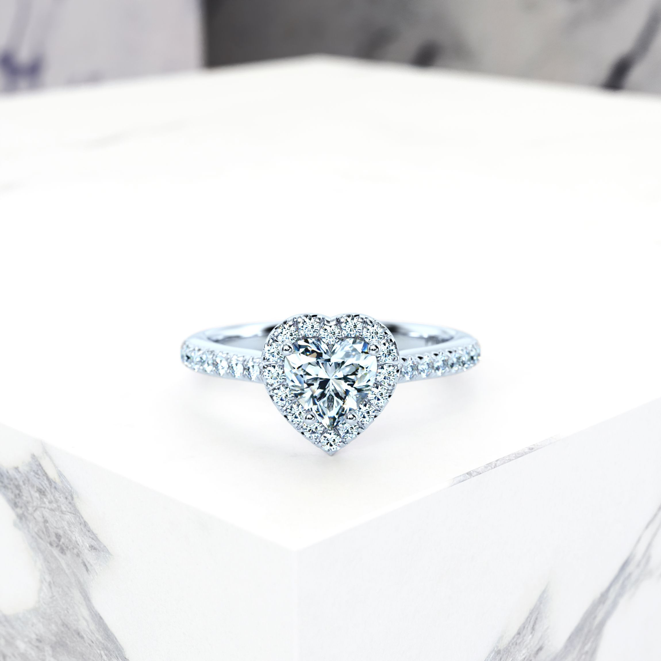 Engagement ring Elena Heart | GIA Certified | Natural diamond | Heart | Platinum | 0.30ct SI1 H | 1